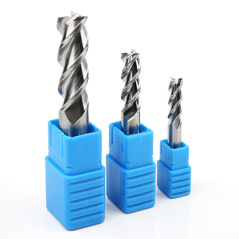 Solid Carbide Square Milling Cutter HRC45 3 Flutes Flat End Mill For Aluminium